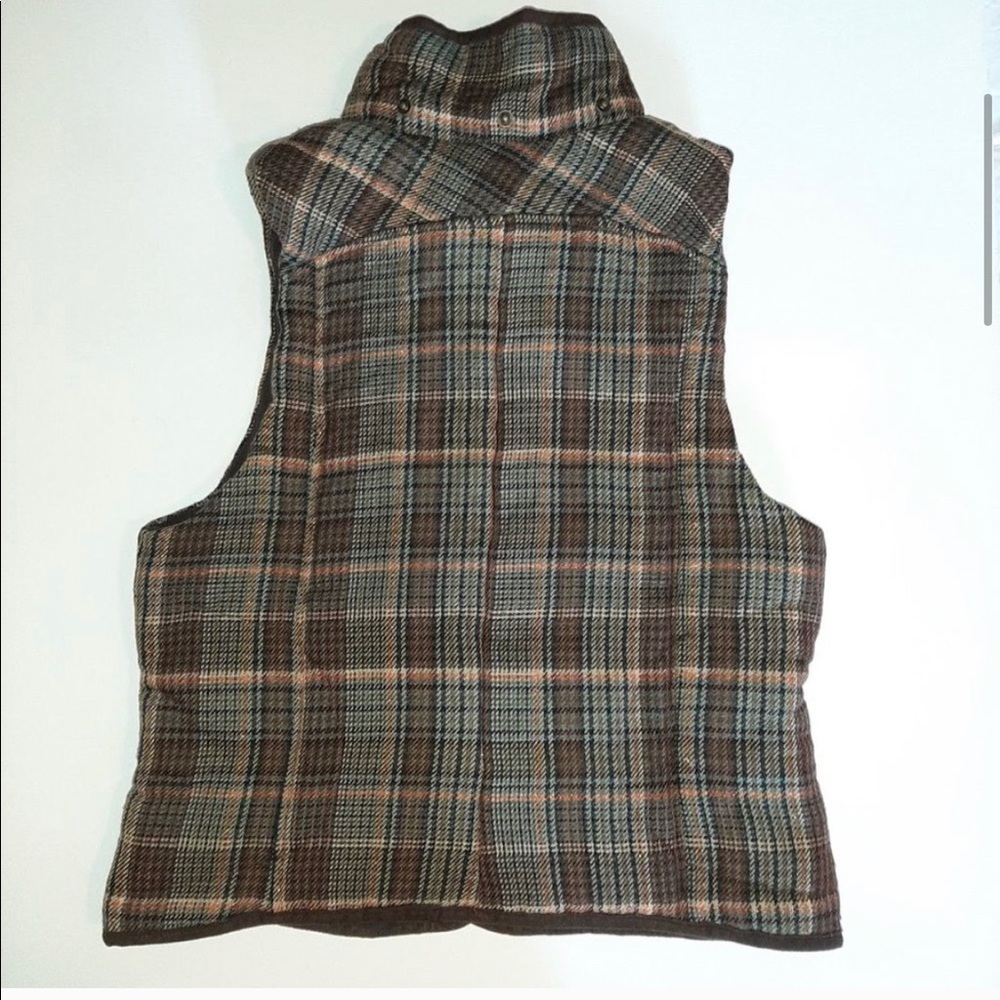 B B Dakota Brown Plaid Fur Hooded Flannel Vest L - Picture 4 of 12